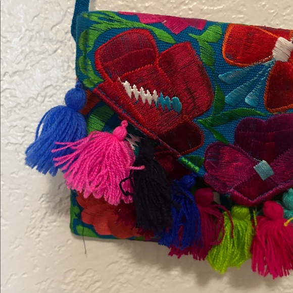 Mexican Handmade Embroidered Floral Bag Purse Crossbody Boho NWOT - Picture 5 of 10